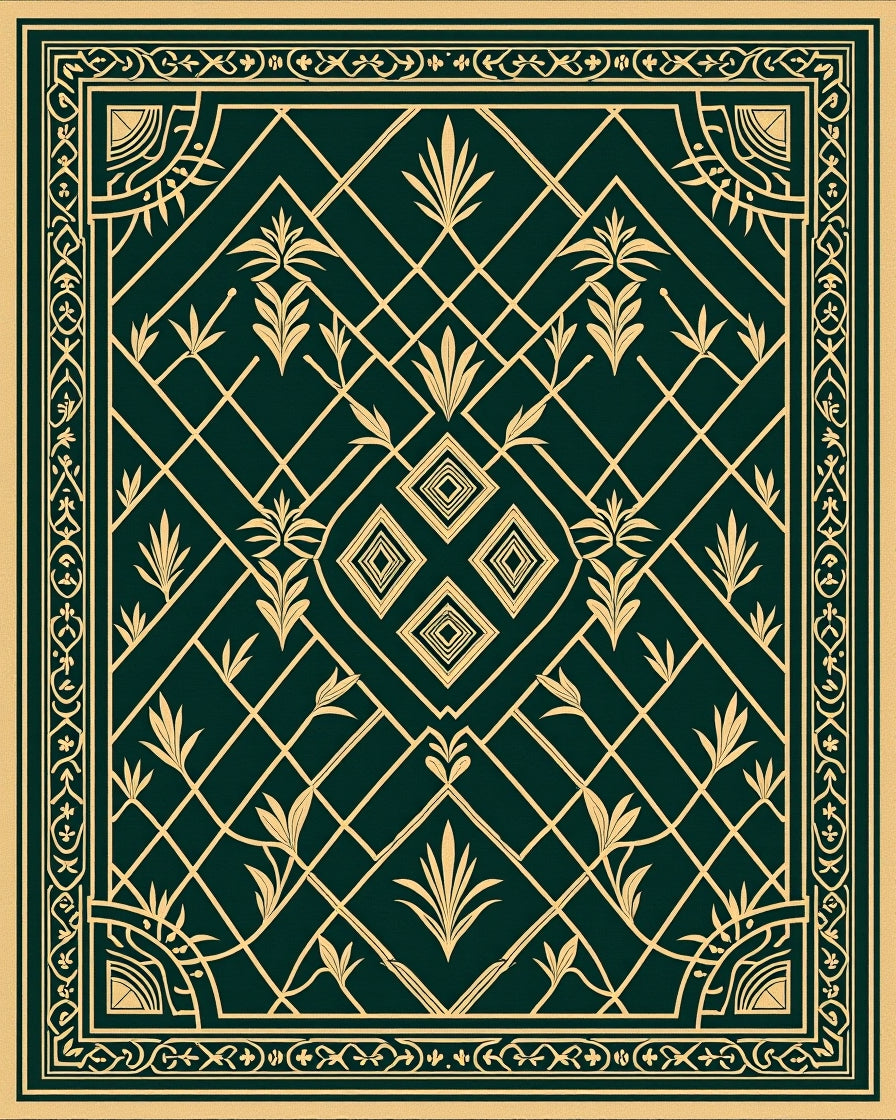 Elegant Geometric Floral Pattern Rug
