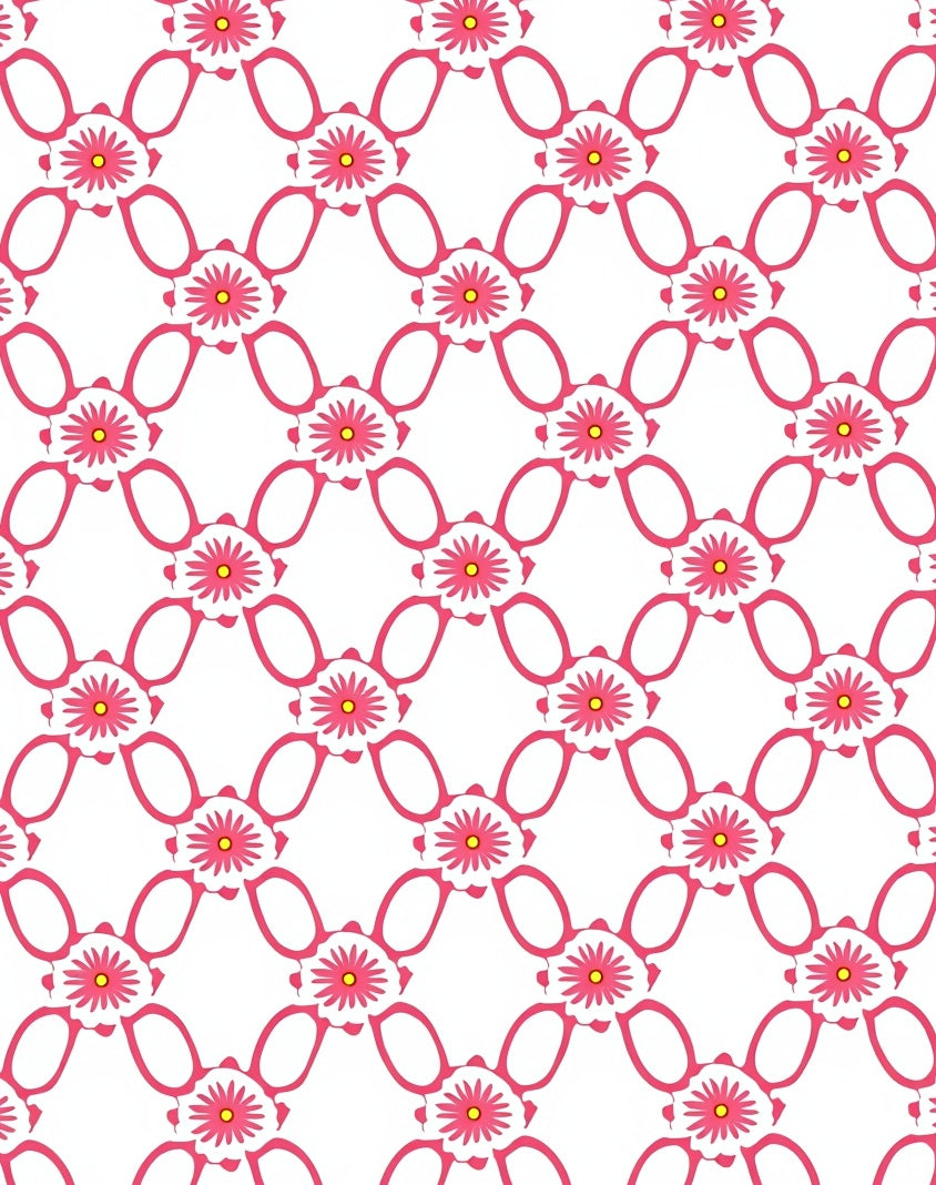 Pink Daisy Lattice Pattern Rug