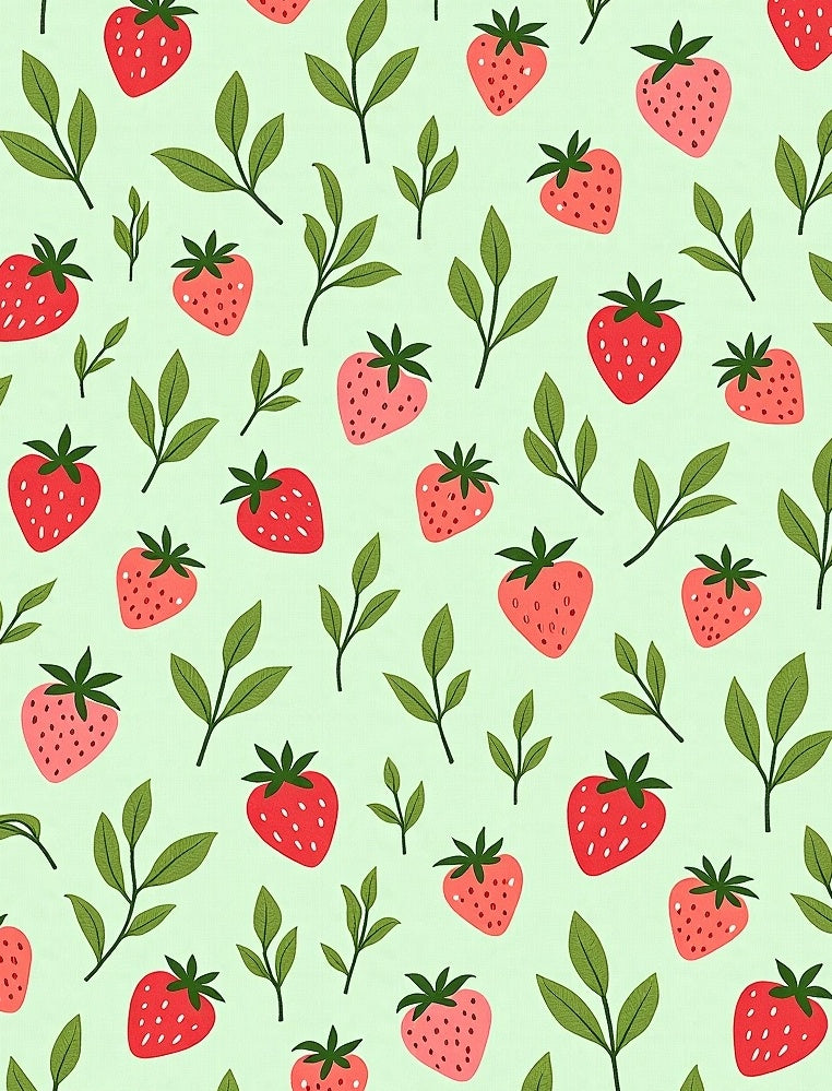 Cute Strawberry Leaves Pattern Design Rug