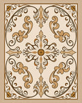 Elegant Floral Scrollwork Acanthus Leaves Rug