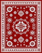 Red White Floral Mandala Pattern Rug