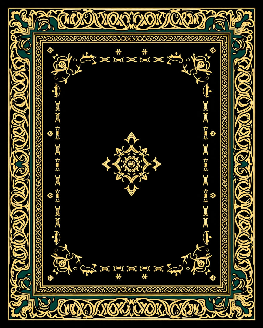 Gold Floral Vine Border Pattern Rug