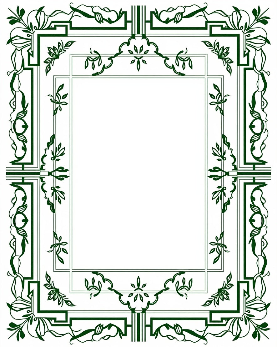 Art Nouveau Floral Geometric Frame Design Rug