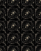 Drawn Black Flower Outline Pattern Rug