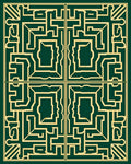 Elegant Golden Maze Pattern Design Rug