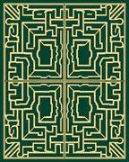 Elegant Golden Maze Pattern Design Rug