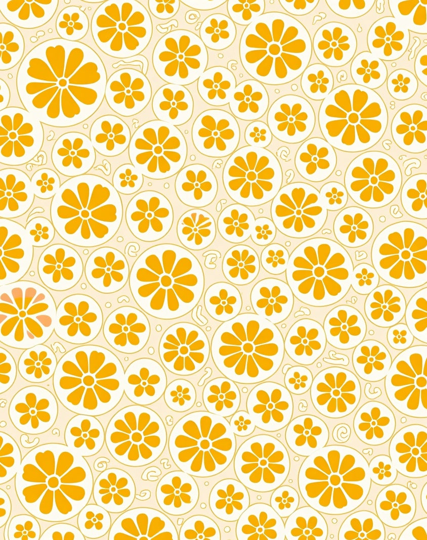 Orange Citrus Flower Pattern Rug