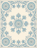 Ornate Blue Cream Floral Art Nouveau Rug