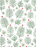 Green Fern Branches Red Berries Rug