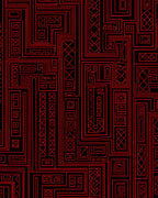 Geometric Maze With Red Lines Rug