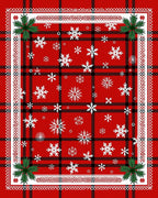 Red Snowflake Plaid Patterned Design Rug