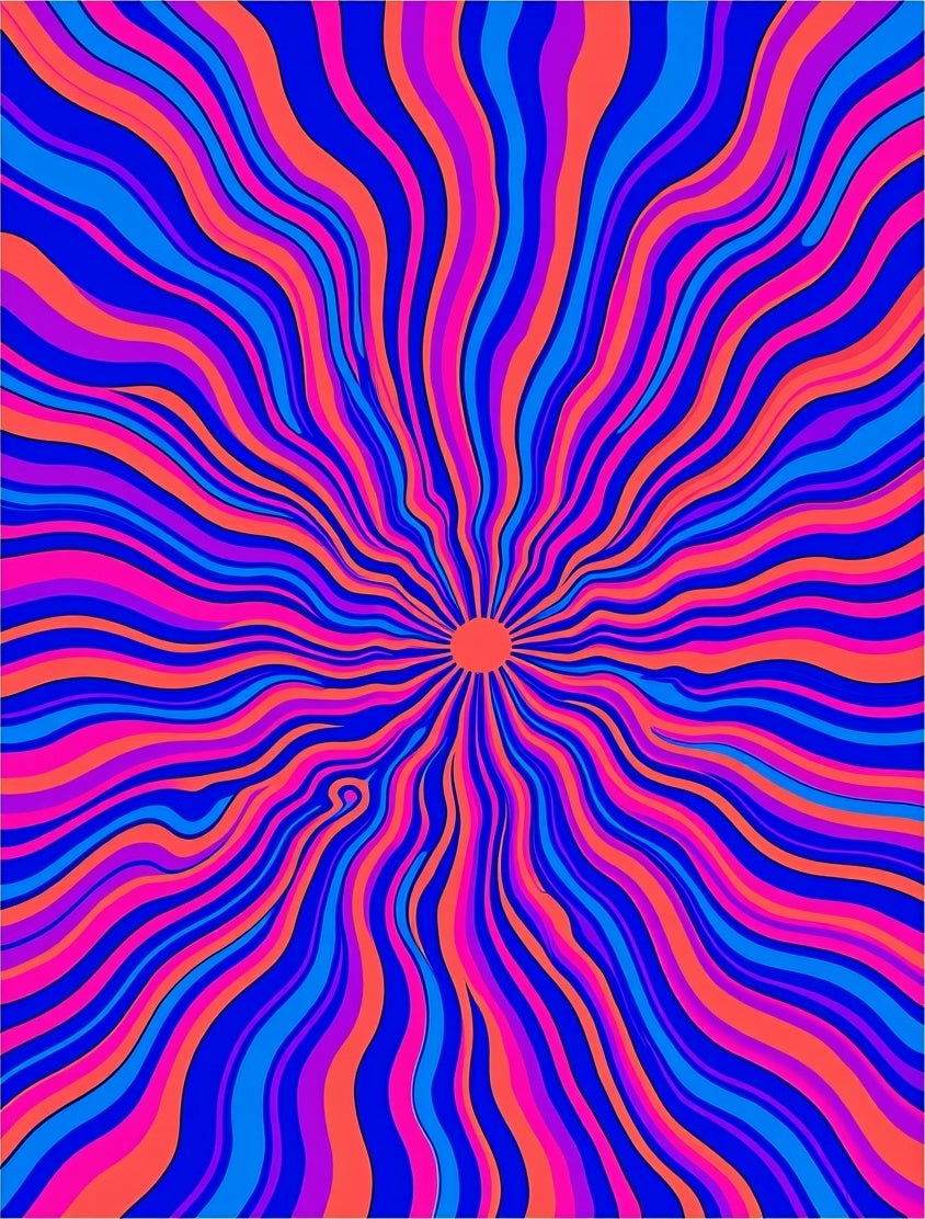 Vibrant Psychedelic Sunburst Swirl Rug