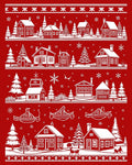 Winter Village Festive Scene Design Rug