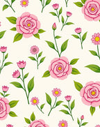 Pink Floral Garden Pattern Rug
