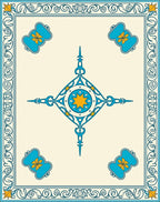 Bright Blue Geometric Floral Medallion Rug