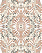 Pale Nude Floral Outline Mandala Design Rug