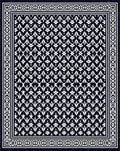 Dark White Geometric Leaf Pattern Rug