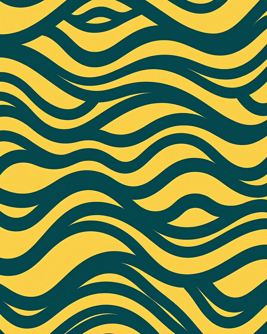 Bold Yellow Teal Wavy Stripes Rug