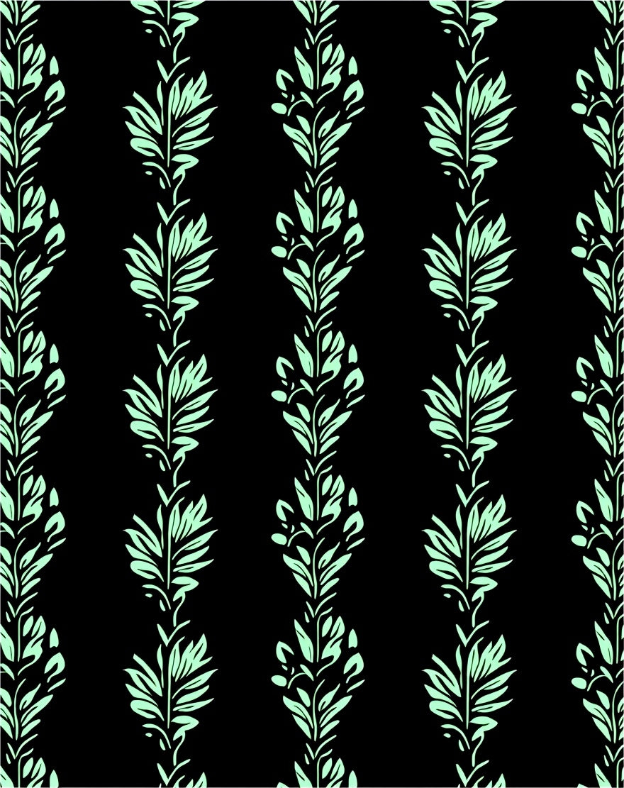 Light Green Botanical Vertical Stripe Rug