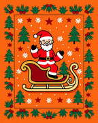 Festive Santa Sleigh Christmas Design Rug