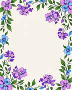 Purple Blue Floral Vine Pattern Rug