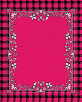 Pink Black Checkered Floral Frame Rug
