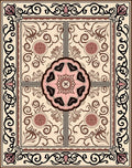 Classic Cream Rose Floral Filigree Rug