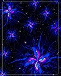 Vivid Blue Nebula Starburst Floral Rug