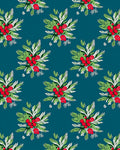 Emerald Teal Red Berry Botanical Bouquet Rug