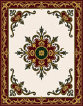 Ornate Gold Red Floral Centerpiece Rug