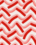 Red Pink Wavy Stripe Design Rug