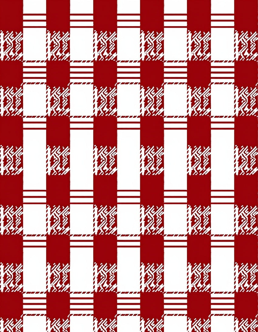 Classic Red White Plaid Pattern Rug