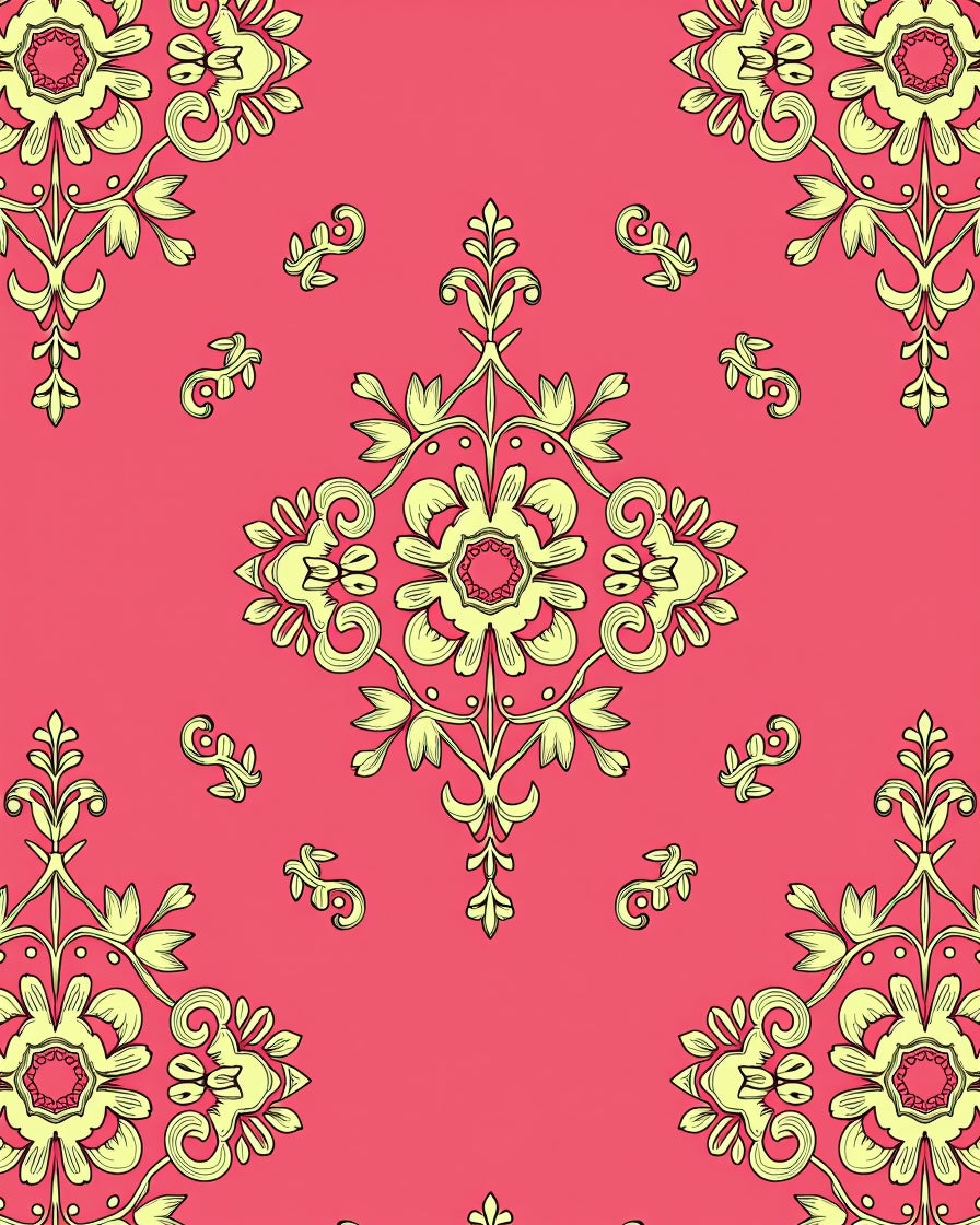 Luxe Floral Scroll Pattern Rug