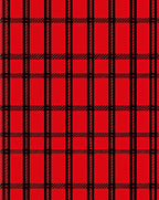 Bold Red Black Plaid Design Rug