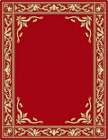 Ornate Golden Floral Red Border Rug