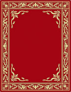 Ornate Golden Floral Red Border Rug