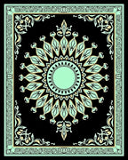 Mint Emerald Black Symmetrical Sun Rug