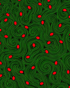 Green Swirl Pattern with Red Dots Rug