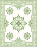 Green Spiky Floral Arrangement Border Rug