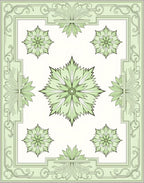 Green Spiky Floral Arrangement Border Rug