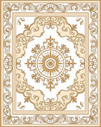 Ornate Golden Sun Floral Medallion Rug