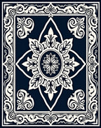 Ornate Floral Medallion Border Rug