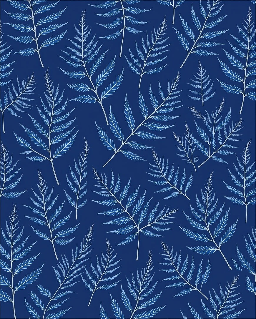 Blue Leafy Branch Pattern Rug