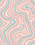 Abstract Wavy Pink Blue Lines Rug
