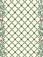 Classic Green Trellis Floral Border Rug