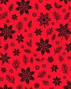 Bold Floral Leaf Pattern Red Rug