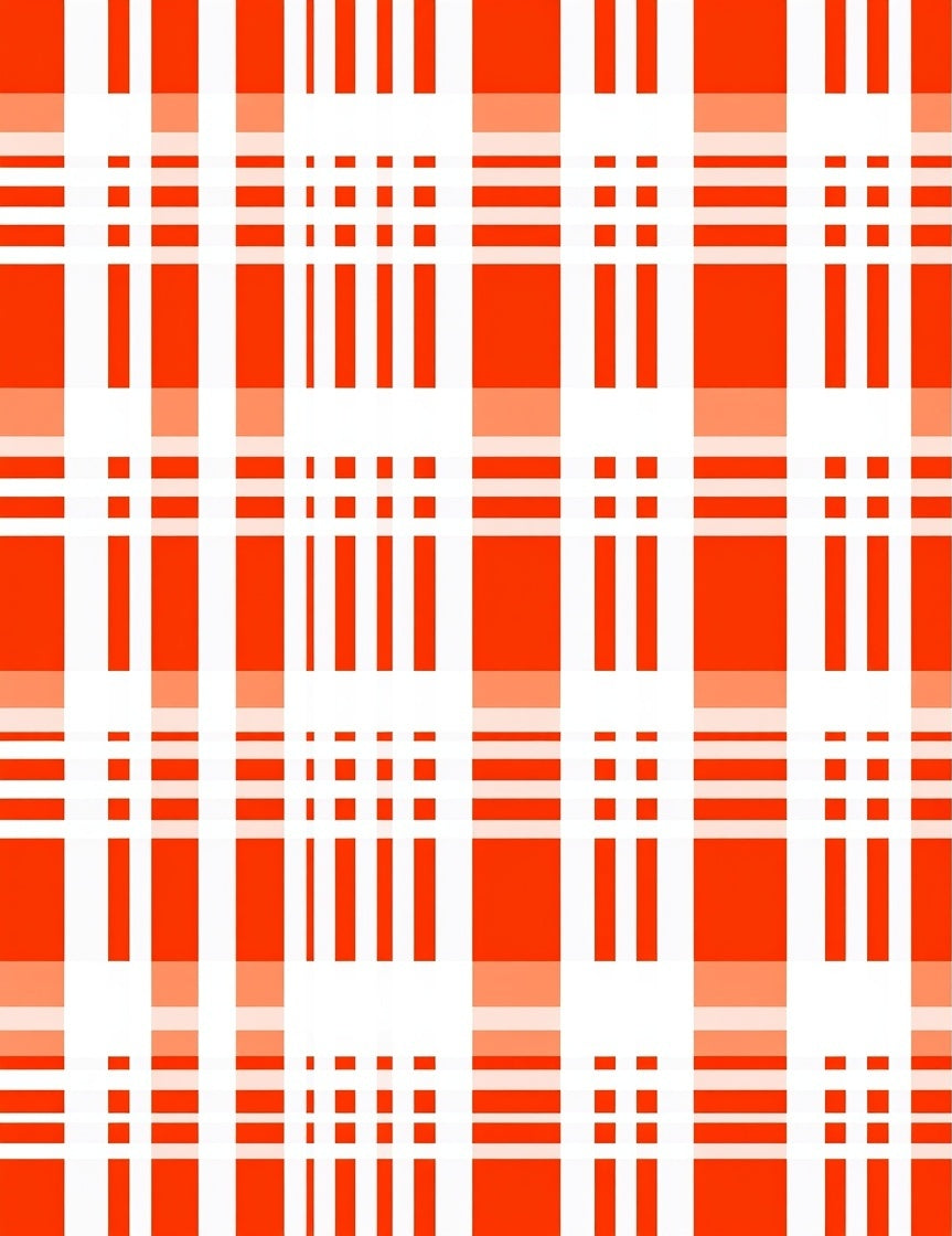 Bright Orange White Plaid Pattern Rug
