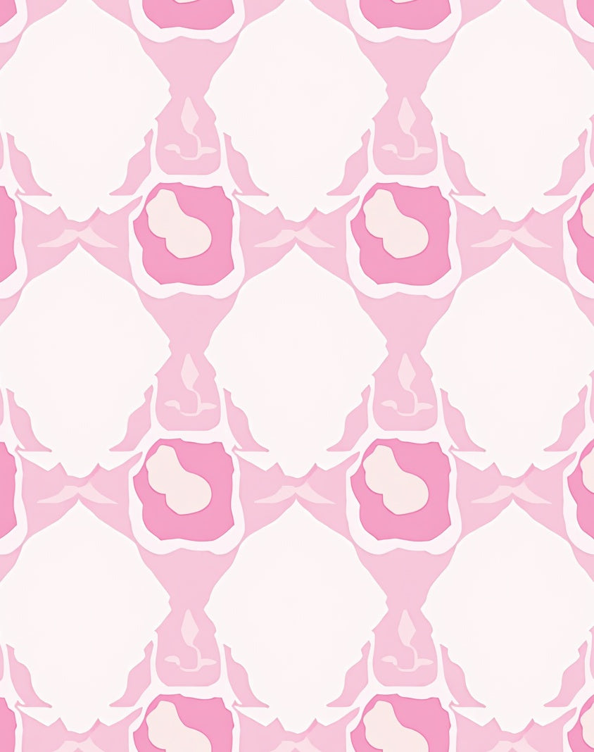 Pink White Abstract Geometric Pattern Rug