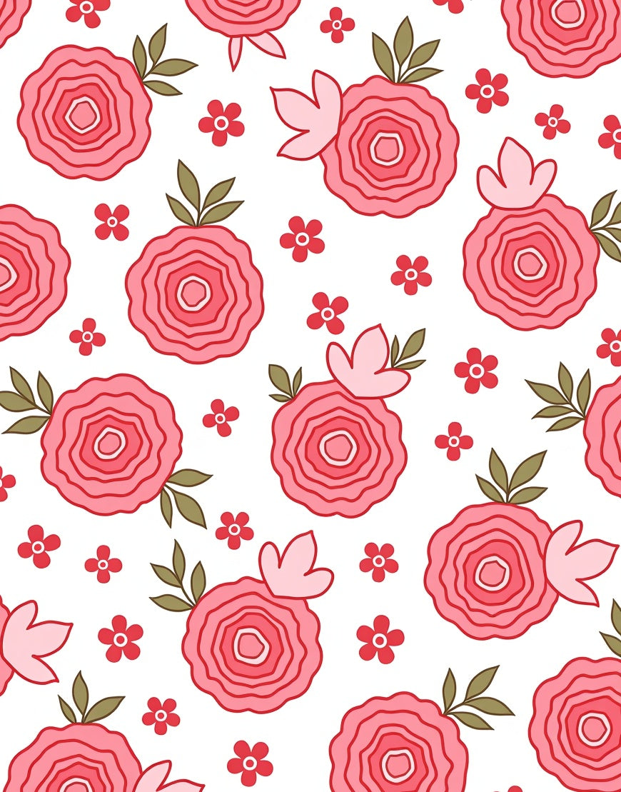 Pink Rosebuds And Petals Pattern Rug