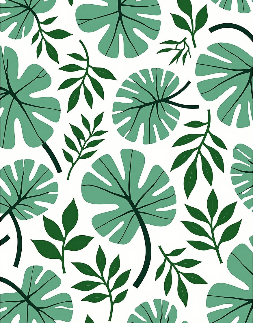 Green Leafy Tropical Pattern Rug